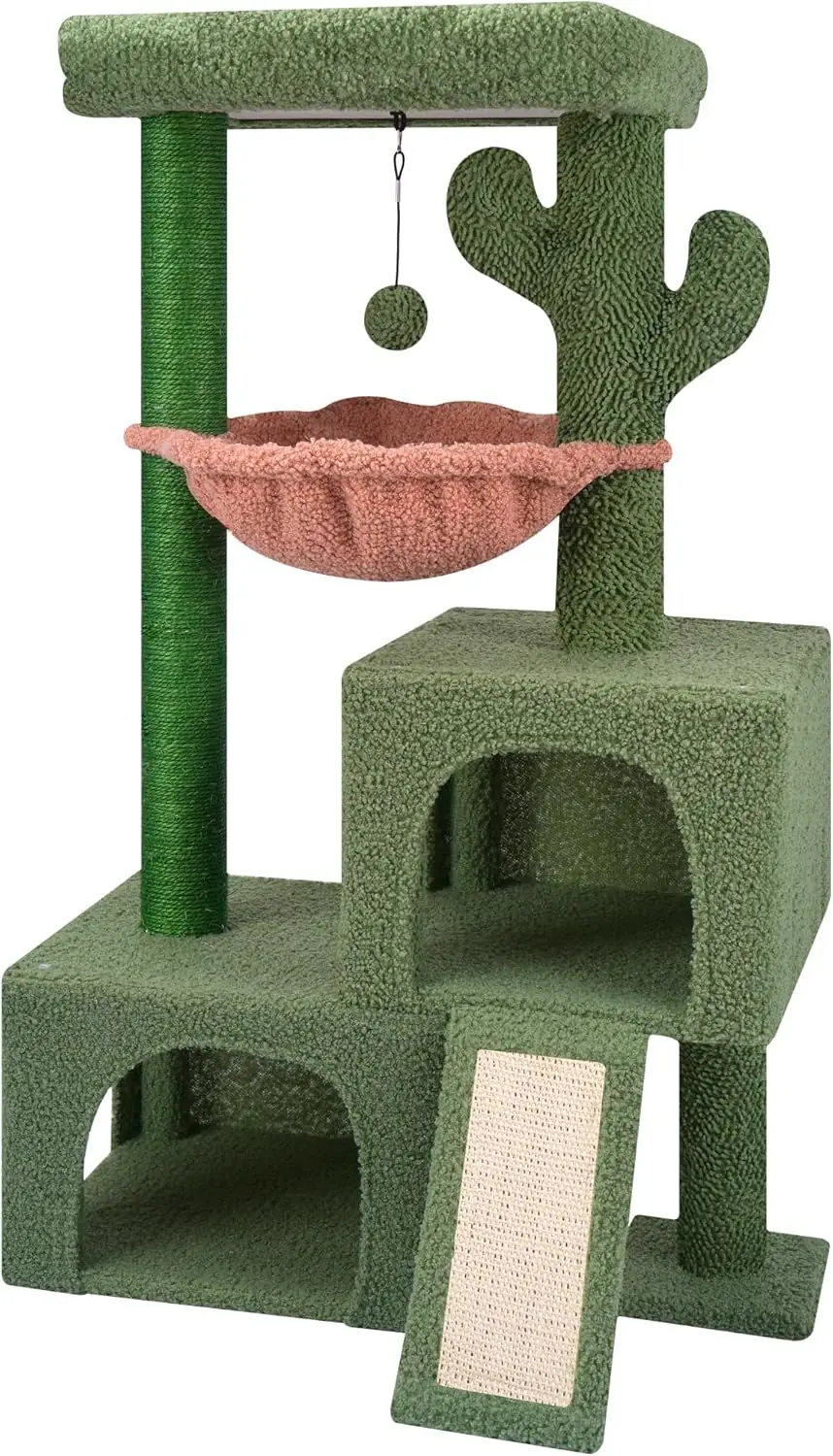 

37.4' Cactus Cat Tree Tower with Twin Cat Condos for Indoor Cats, All-in-One Activity Center with Cat