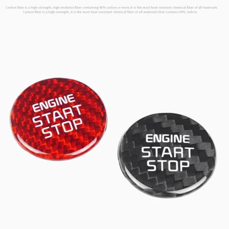 Compatible with Engine Start Stop Button Sticker Carbon Fiber Key Lgnition Cover Interior Button Trim for KIA Stinger 2018-2023