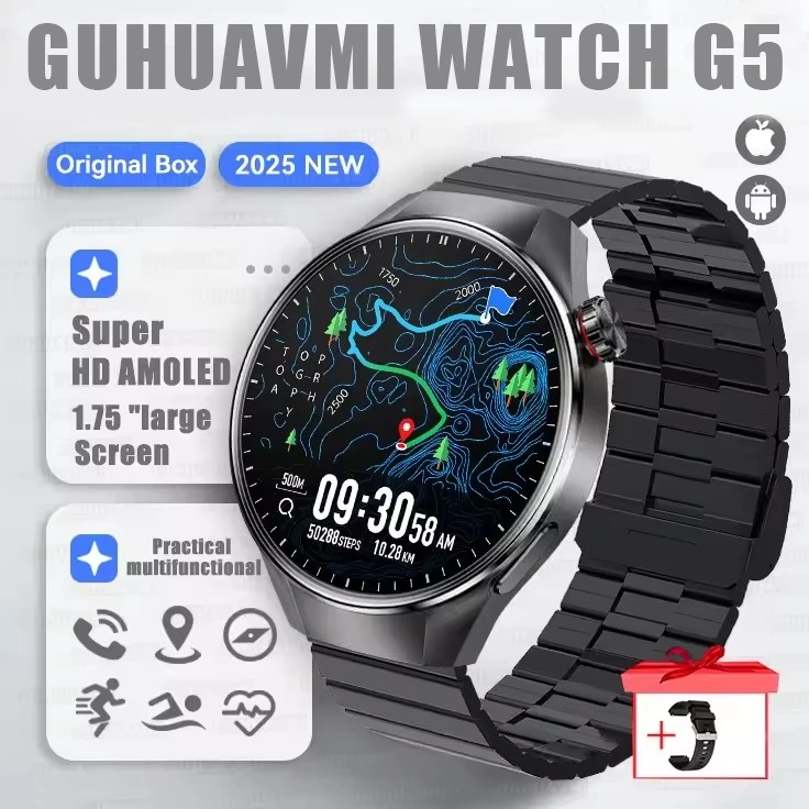 2025 New Originl Watch G5 PlUS Smart Watch 1.75" HD AMOLED Screen GPS track Heart Rate Bluetooth Call Compass Smartwatch for Men