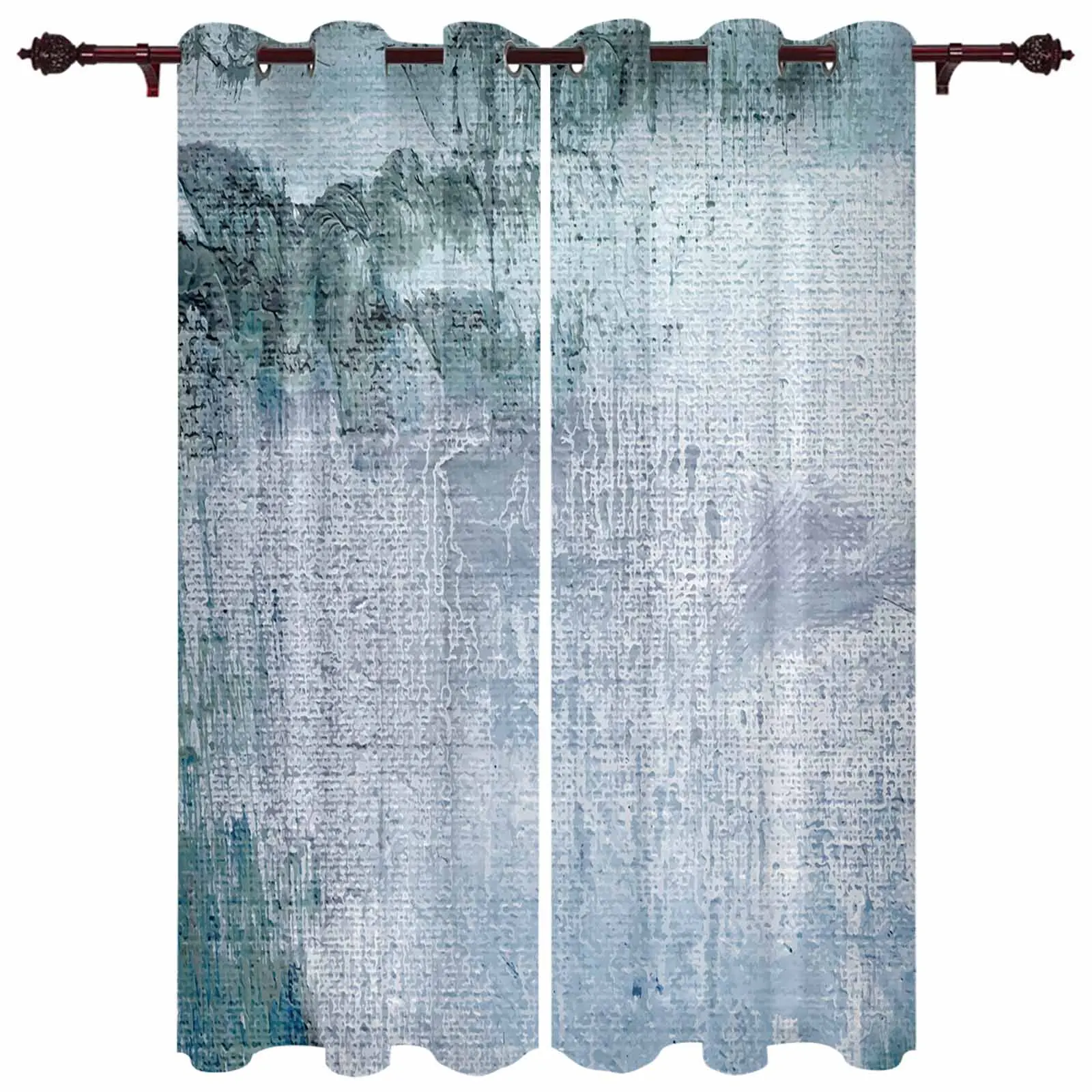 Abstract Streamline Modernist Marble Blue Living Room Curtains Modern Home Decor Kitchen Drapes Bedroom Balcony Window Curtains