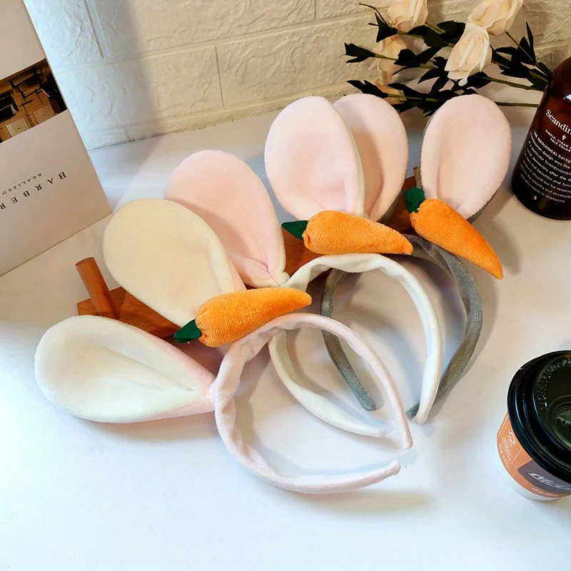 

Soft Plush Bunny Ear with Carrot Hair Bands for Women Cute Easter Adult Headbands for Girls Anime Cosplay Party Hair Accessories