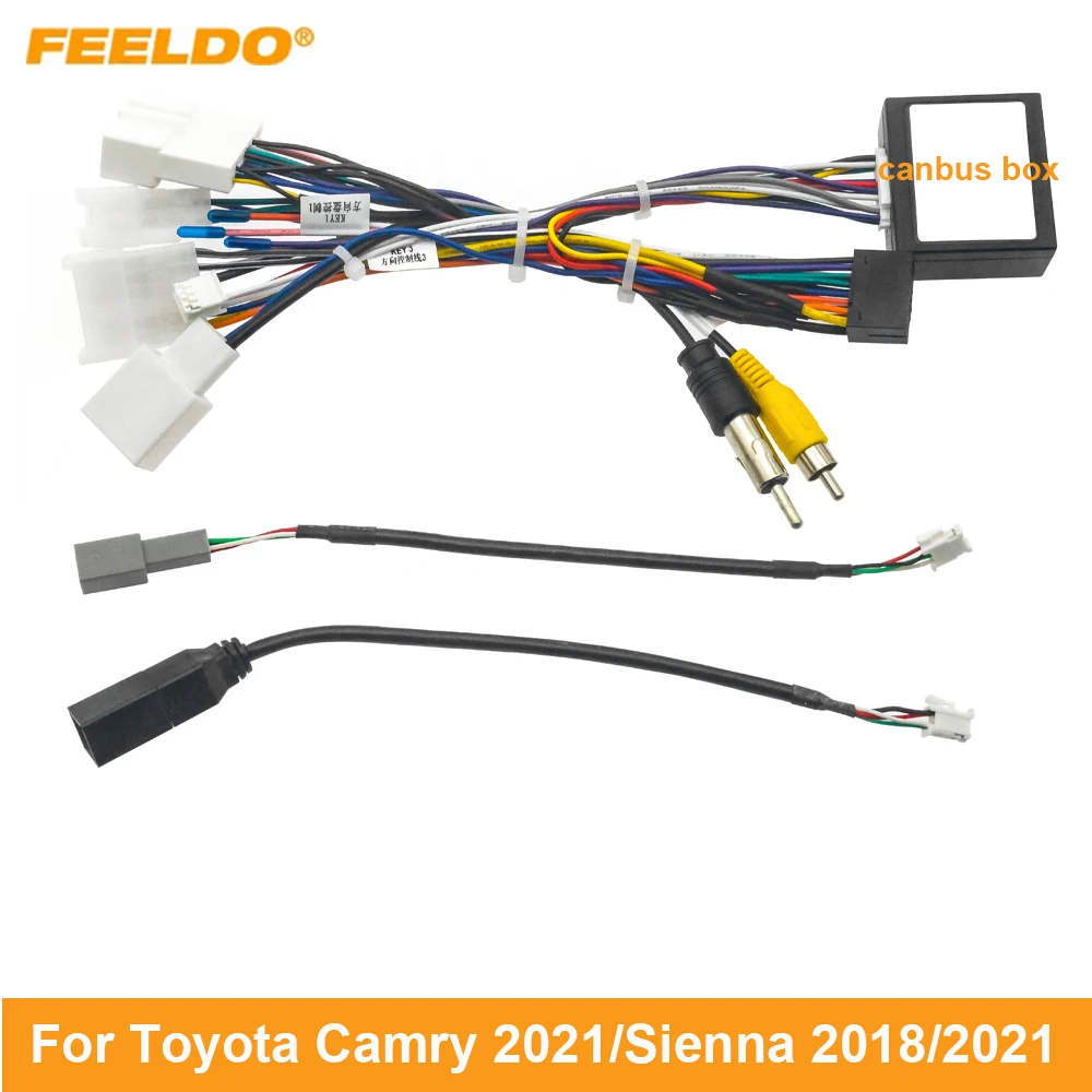 

FEELDO Car 16pin Power Cord Wiring Harness Adapter With Canbus For Toyota Camry(2021)/Sienna(2021,2018)Installation Head Unit