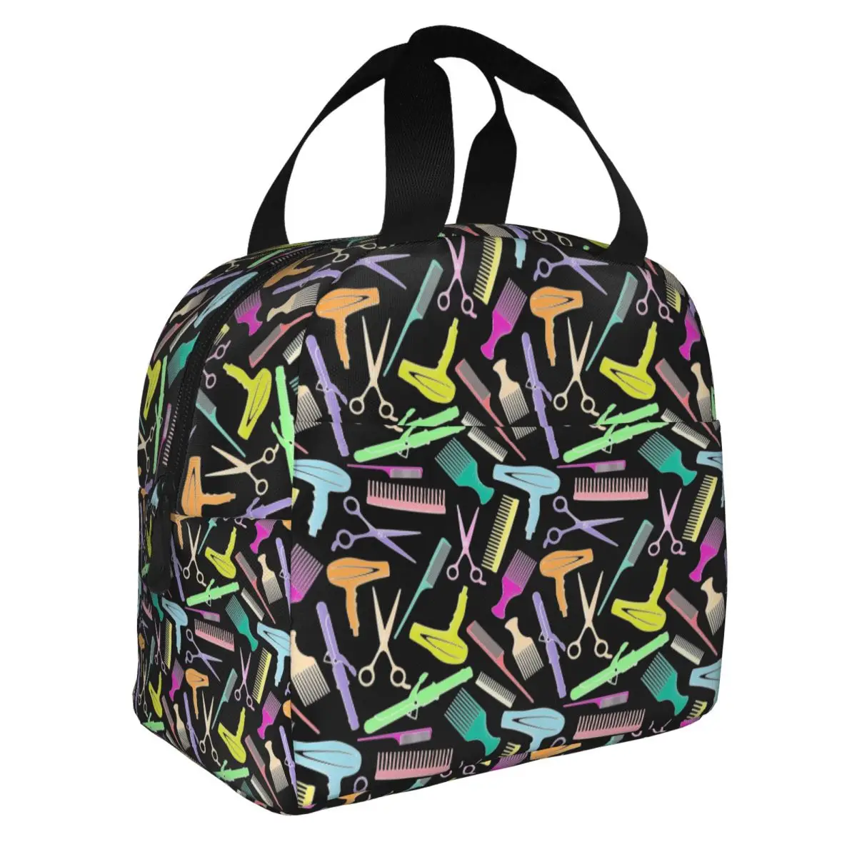 Salon Hair Dressing Tool Pattern Thermal Insulated Lunch Bags Women Hairdresser Barber Resuable Lunch Container Storage Food Box
