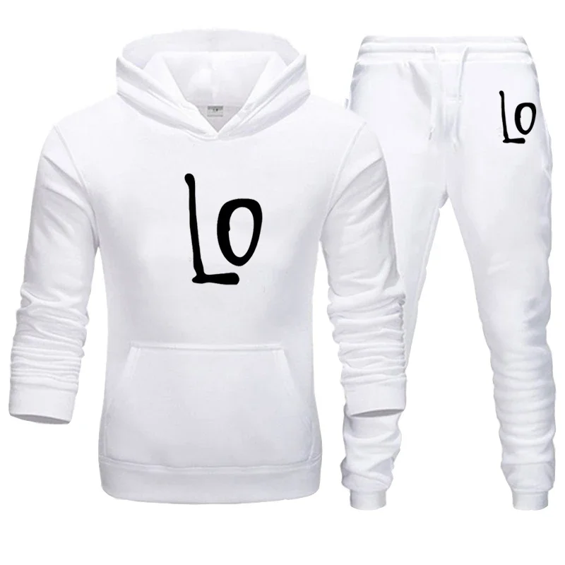 Completo da coppia Felpe con cappuccio a maniche lunghe primaverili Set Felpa con cappuccio stampata AMORE unisex e pantaloni sportivi Completi pullover per coppia