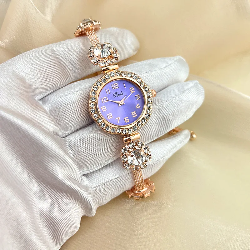 Women\'s Watch Brand Pullable Adjustable Bracelet Watch Fashionable Diamond Inlaid Light Luxury Elegant Clock Reloj V126