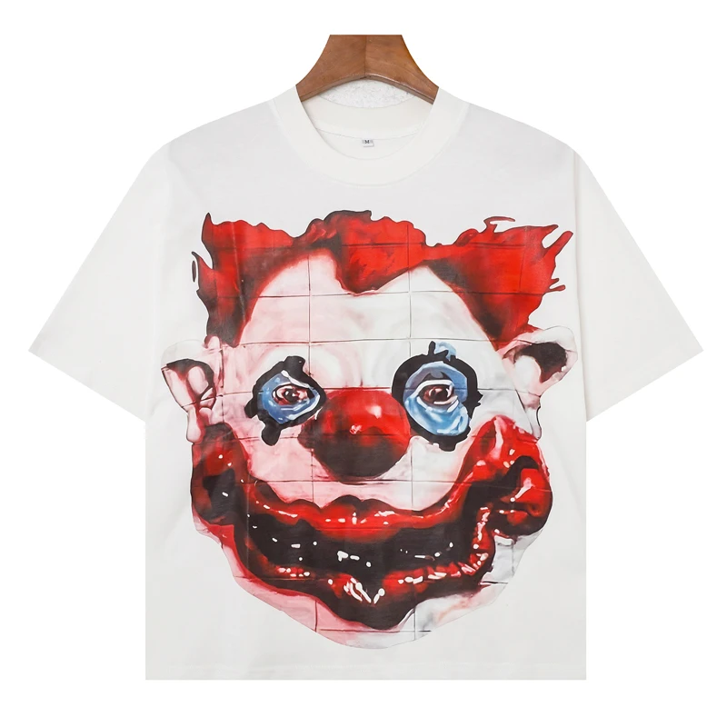 Bestselling Online Celebrity Tshirt Clown Pattern American Trend Niche Personality Men Women High Quality Casual Blutosatire Tee