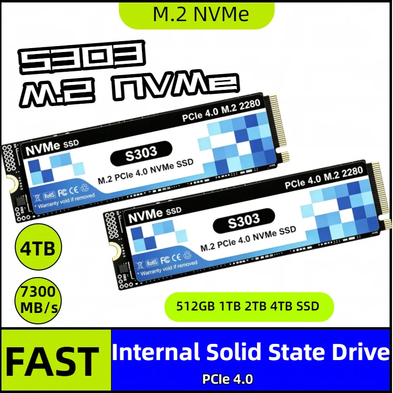S303 4TB SSD M.2 NVMe Internal Solid State Drive High Speed 7300MB/s PCIe 4.0 Gaming Drive Works for  Laptop PC Hard Disk