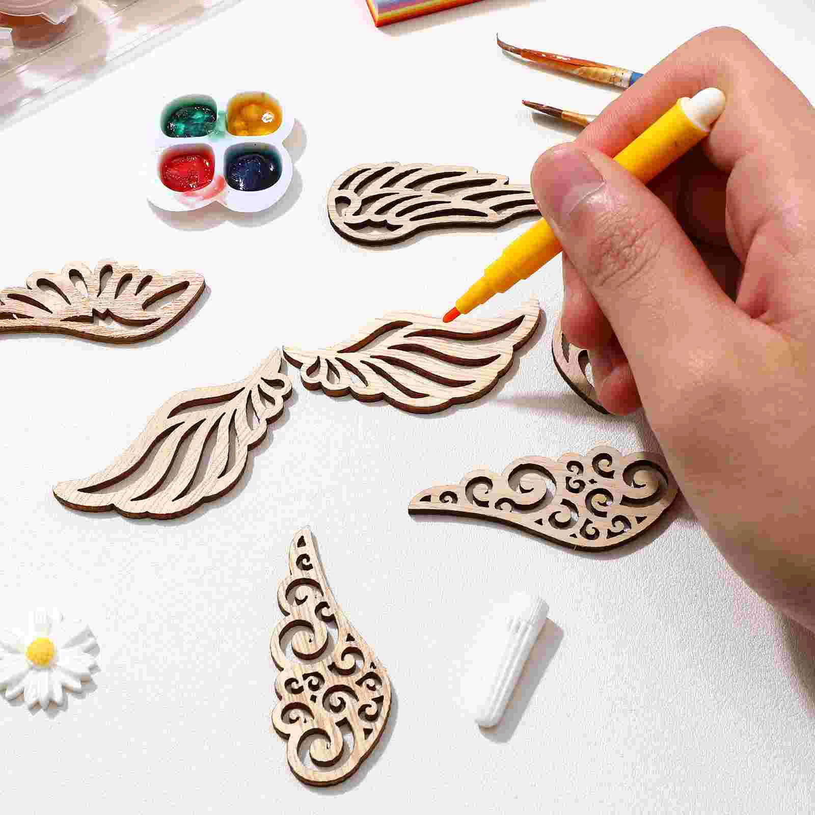 

80 Pcs Embellishments Angel Crafts for Girls Unfinished Wood Slices Wooden Wings Baby