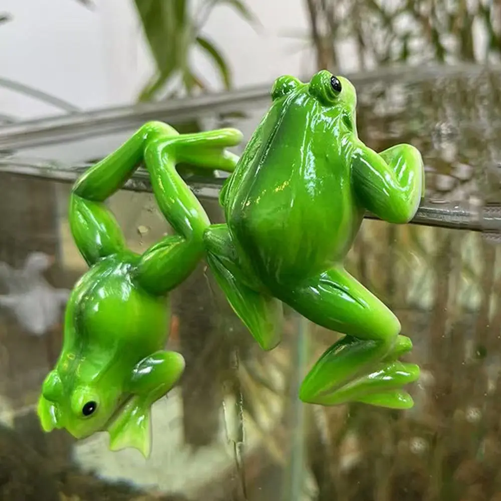 

Durable Cartoon Small Frog Figurine Set Resin Crafts Handicraft Frog Hanging Flower Pot Cute Animal Statue Garden Courtyard