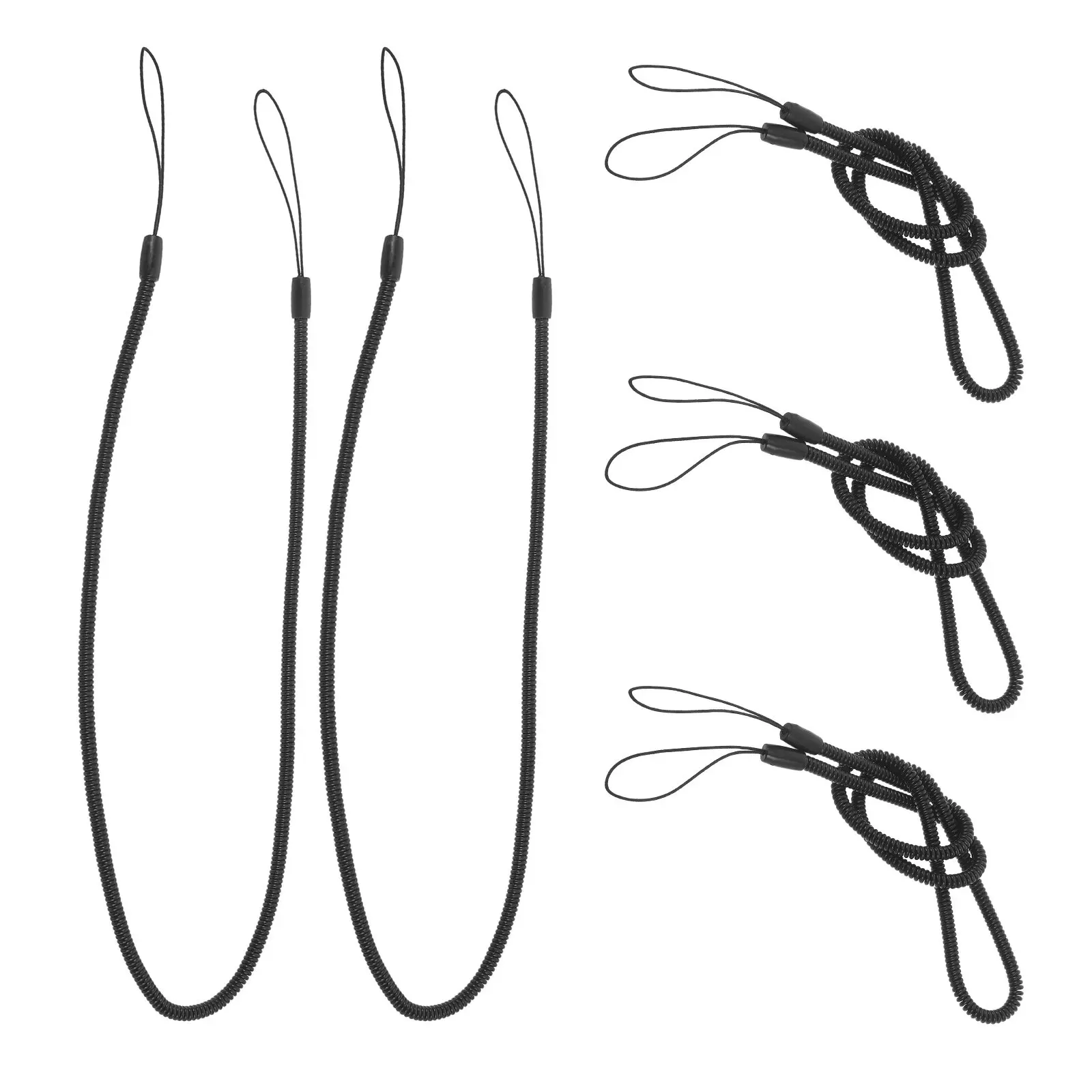 5Pcs Retractable Stylus Lanyard Black Elastic Tether for Tablet Pens Universal Compatibility Antitangle Stretchable Pen