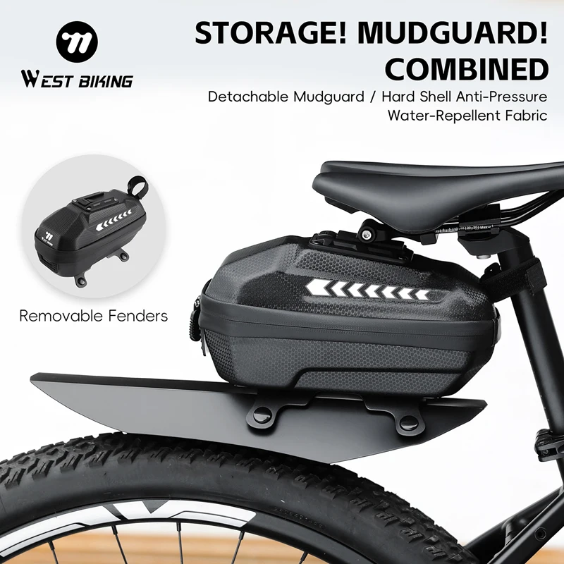 

WEST BIKING Bicycle Saddle Bag With Mudguard Portable Waterproof Cycling Seat Tail Bag MTB Road Bike Storage Bag Bike Accessorie