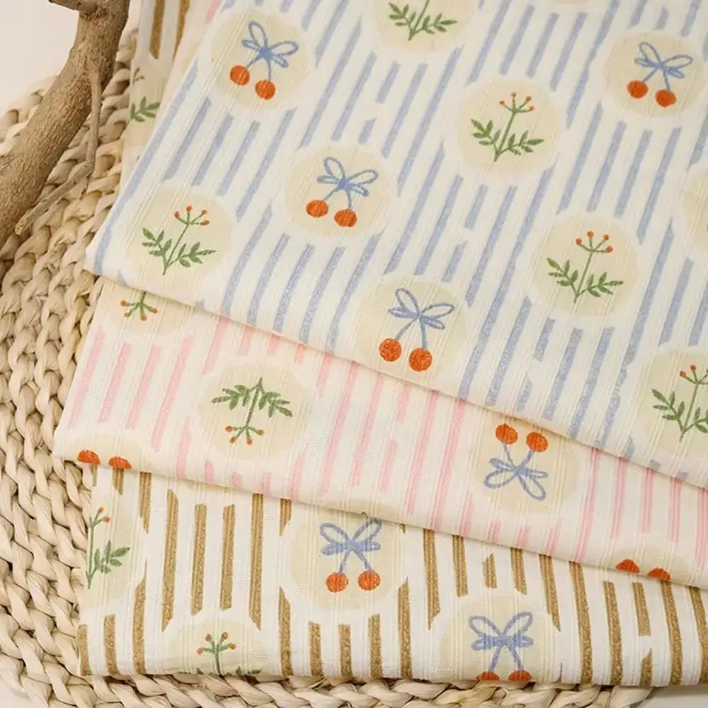 

Fruit Stripe Print 100%Cotton Pastoral Floral DIY Clothing Dresses Pajamas Sewing Fabrics