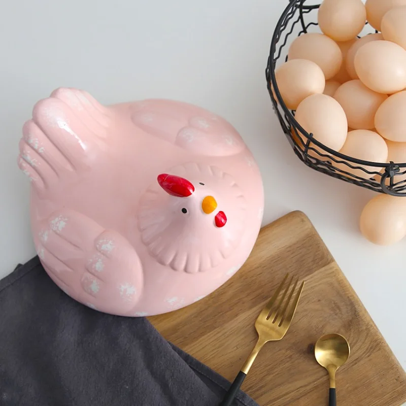 Ceramic iron egg fruit sundries storage basket sundries storage box kitchen ceramic chicken decoration ZM912