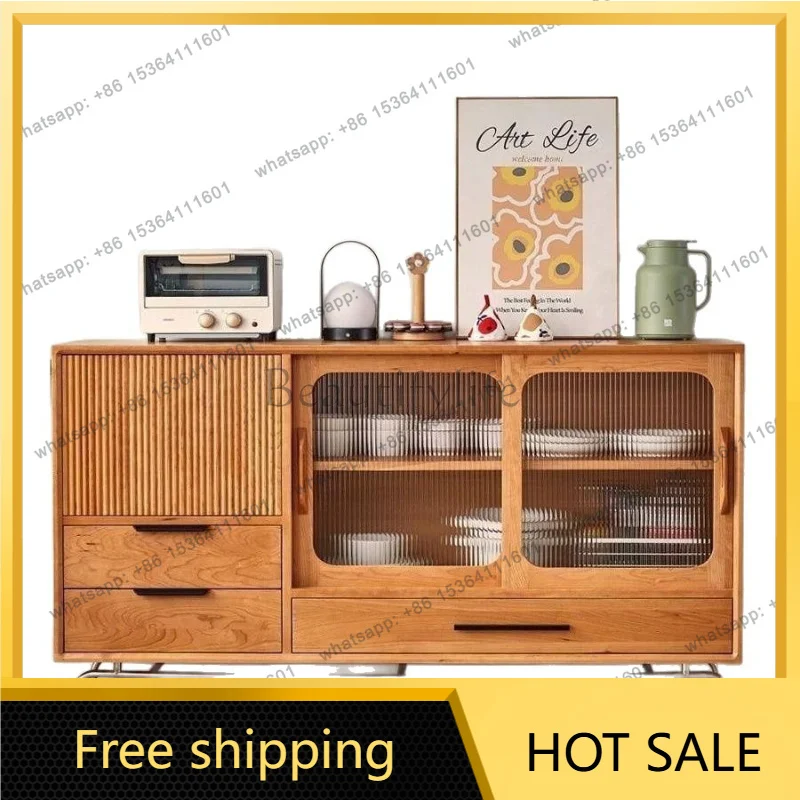 Zj. Nordic solid wood Japanese-style living room dining side cabinet locker modern simple small apartment
