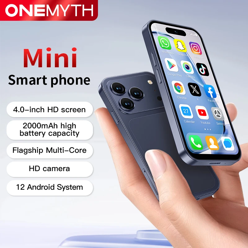 ONEMYTH A18 Pro Mini Smartphone 4.0'' Screen Quad Core 2GB RAM 16GB ROM LTE 4G Dual SIM Type-C Android CellPhone Face Unlock
