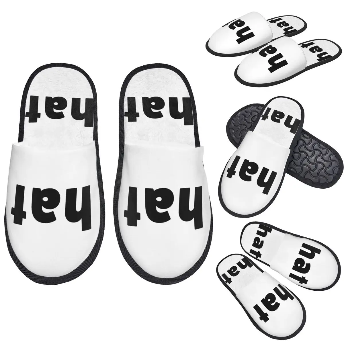 

Custom A Hat That Says 'hat' Slippers Memory Foam Warm Soft Women House Slipper Bedroom Comfy Shoes