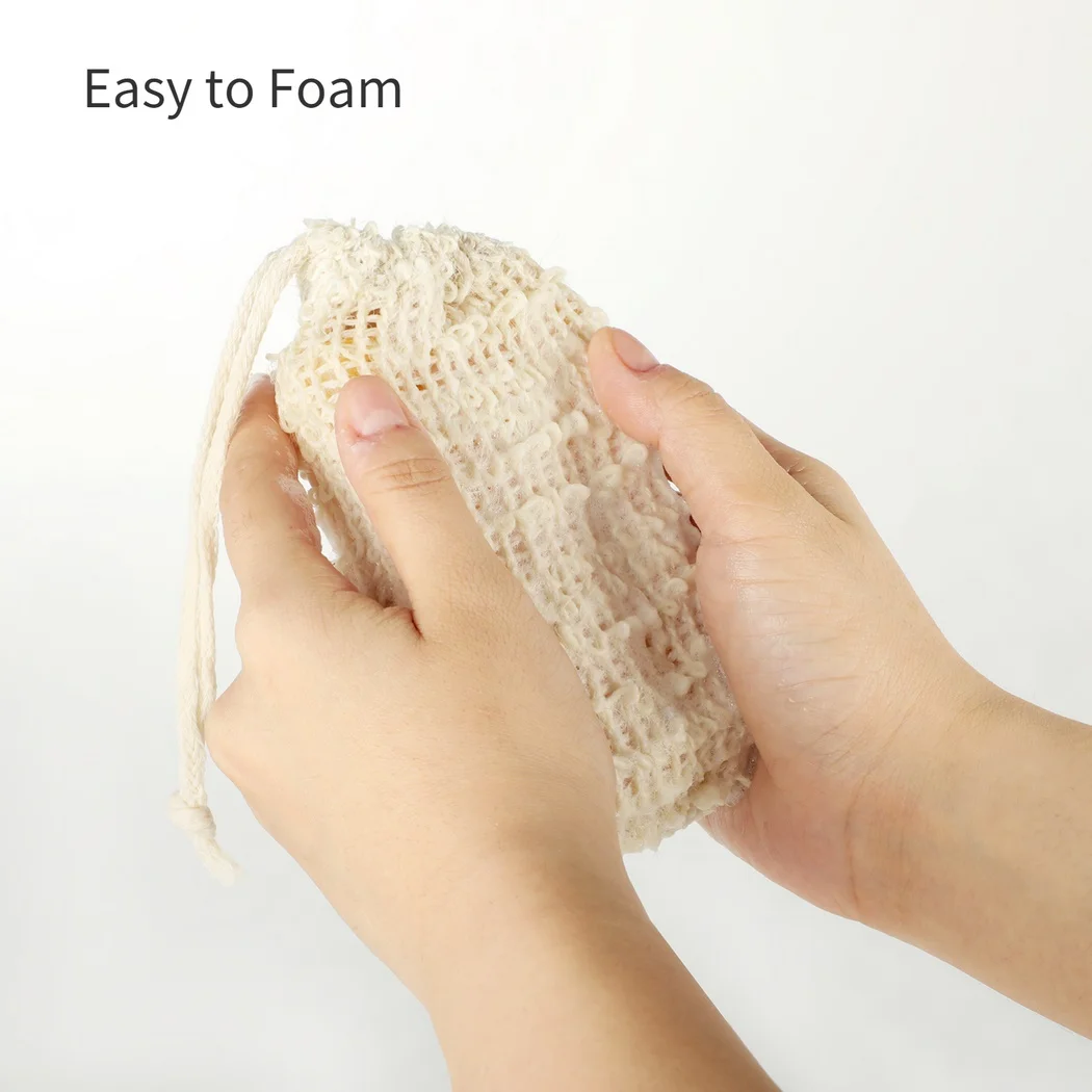 50Pcs Soap Saver Bag Natural Sisal Soap Bag With Drawstring Reusable Exfoliating Soap Pouch Zero Waste Soap Mesh Bag For Foaming
