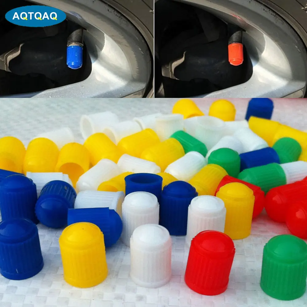 100Pcs/Set Plastic Car Truck Bike Tyre Tire Wheel Valve Stem Caps Dust Cover Auto Motorcycle Airtight Stem Air Caps High Quality