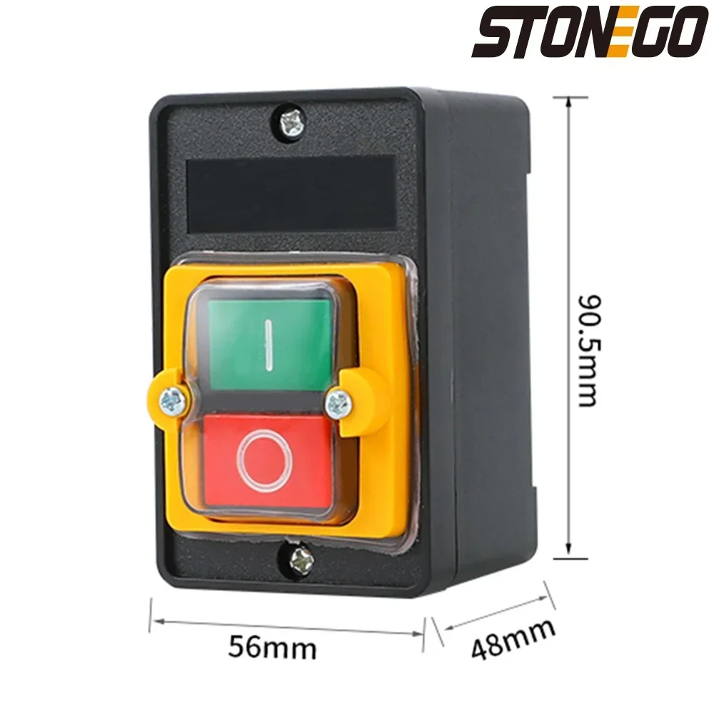STONEGO 220V/380V 10A Switch Waterproof Pushbutton Switch Push Button ON Self-locking OFF Automatic Reset Electrical Equipment
