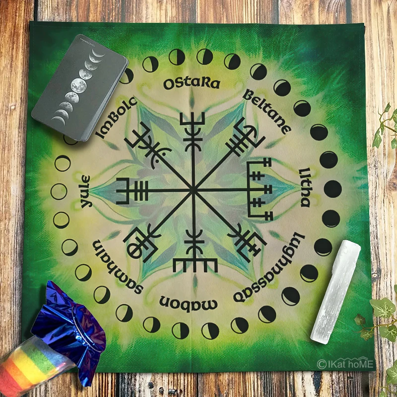 Moon Phase Rune Tarot Tablecloth Mandala Altar Cloth Velvet Oracle Cards Pad Pagan Spiritual Pendulum Witchcraft Astrology Mat