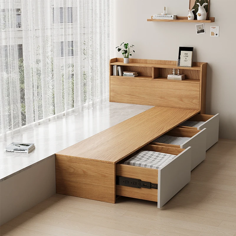 

bay window splicing bed cabinet tatami bed space saving window sill extension connection half bay window half bed