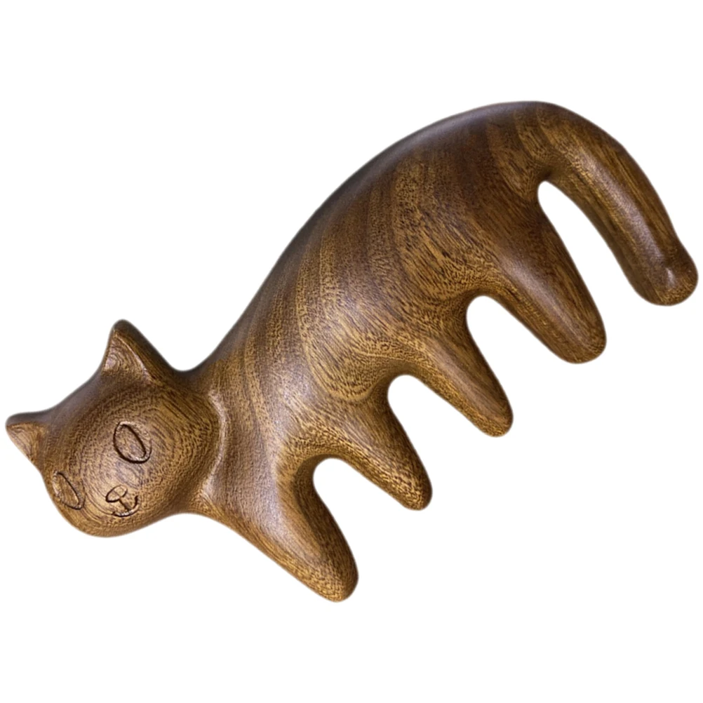 

Cat Massage Comb Scalp Head Scratching Massager Gua Tool Cartoon Kitten Acupressure Wood Wide Tooth Comb Detangle Smooth
