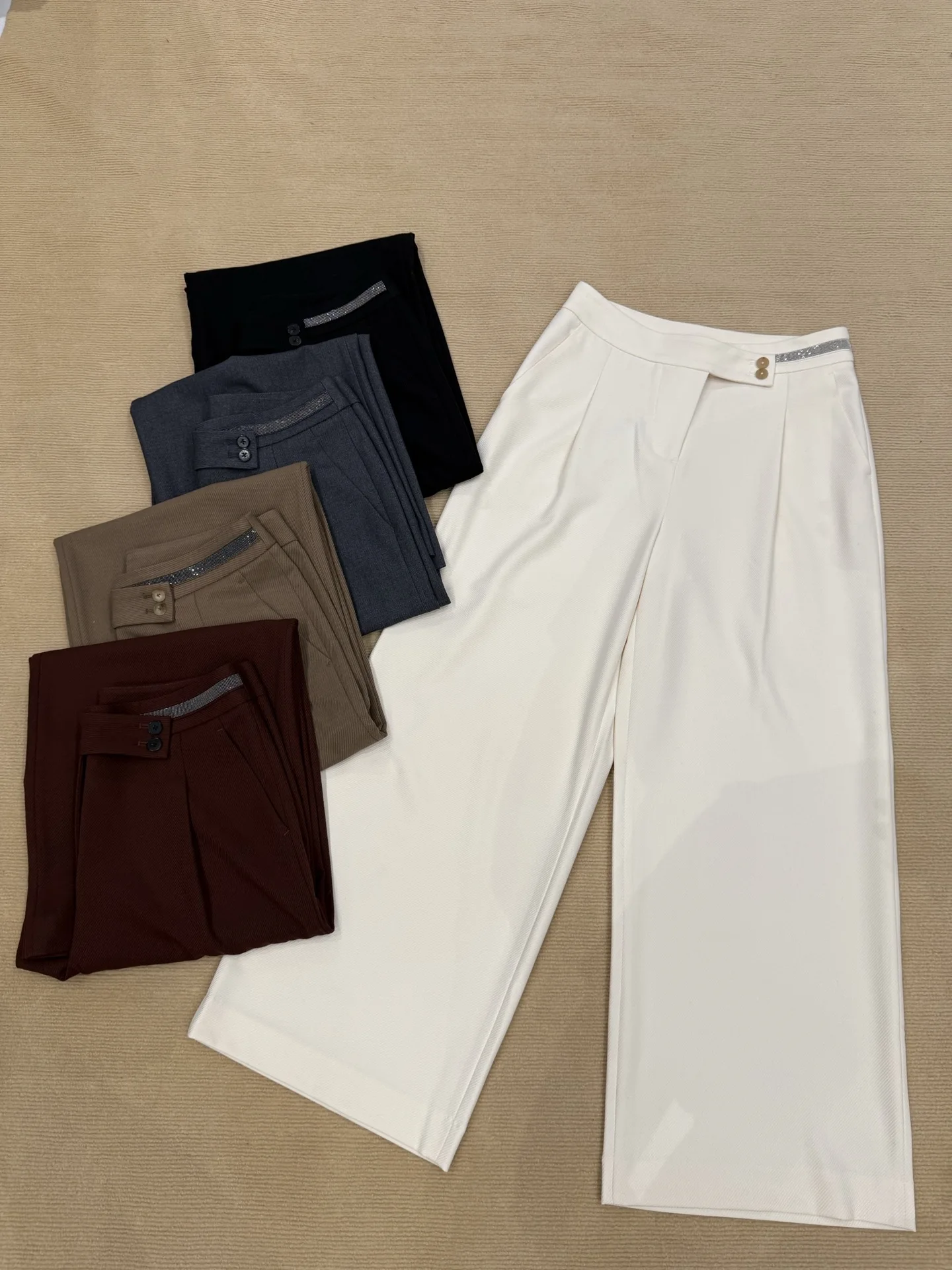 

2025 Autumn New High Quality Suit Wide Leg Pants Women'S High Waist Slim Loose Commuting Straight Casual Pants