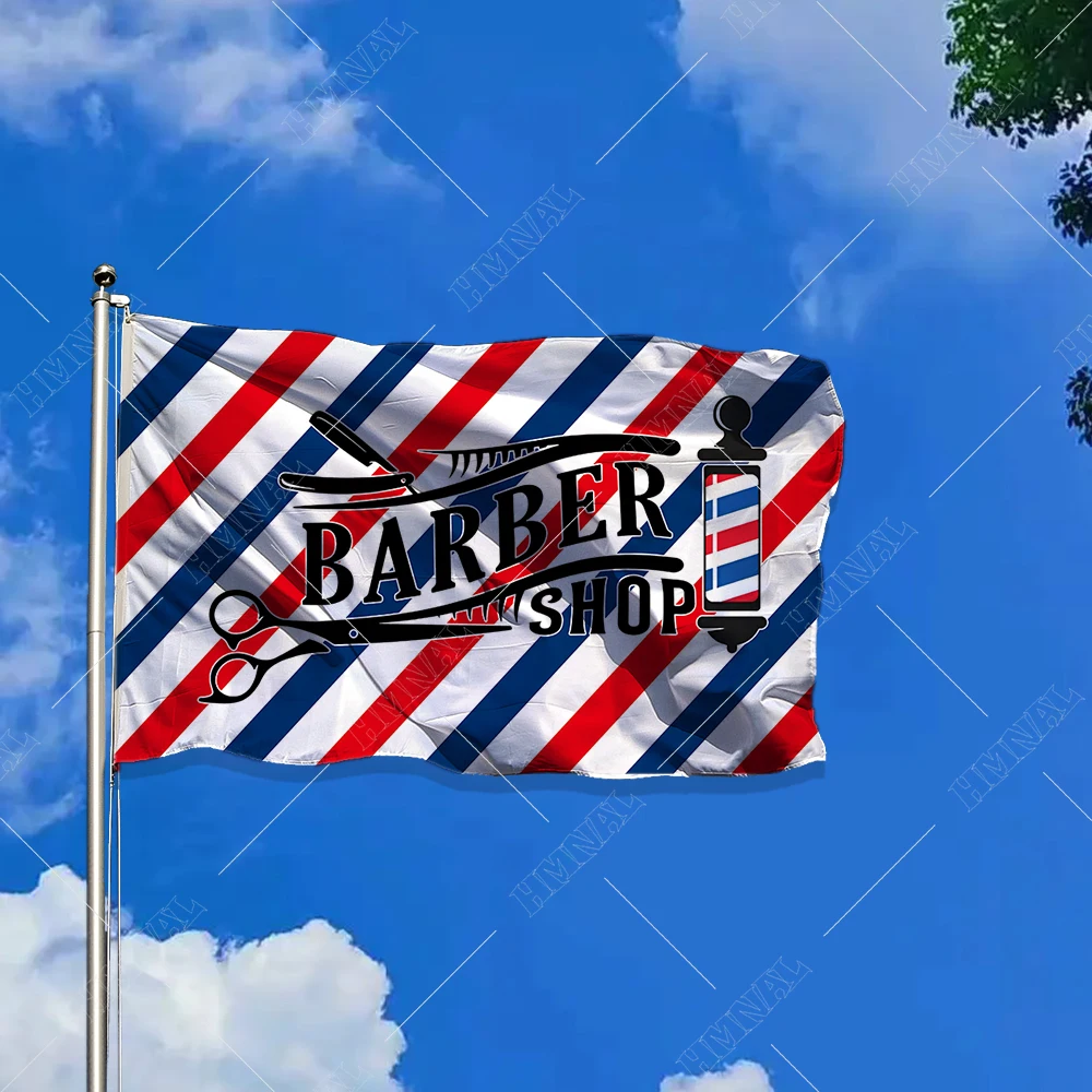 2X3FT custom flag for barber shop decoration 90x150cm Scissors razors banner