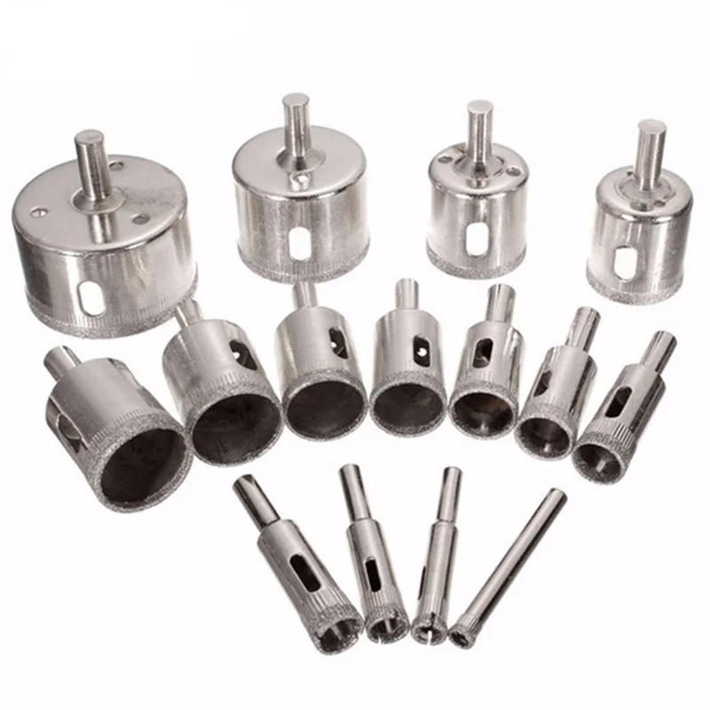 15Pcs 6-50mm Diamond Hole Saw Drill Bit Set Tile Ceramic Glass Marble Holesaw For Stone Porcelain Hard Material Hole Drilling