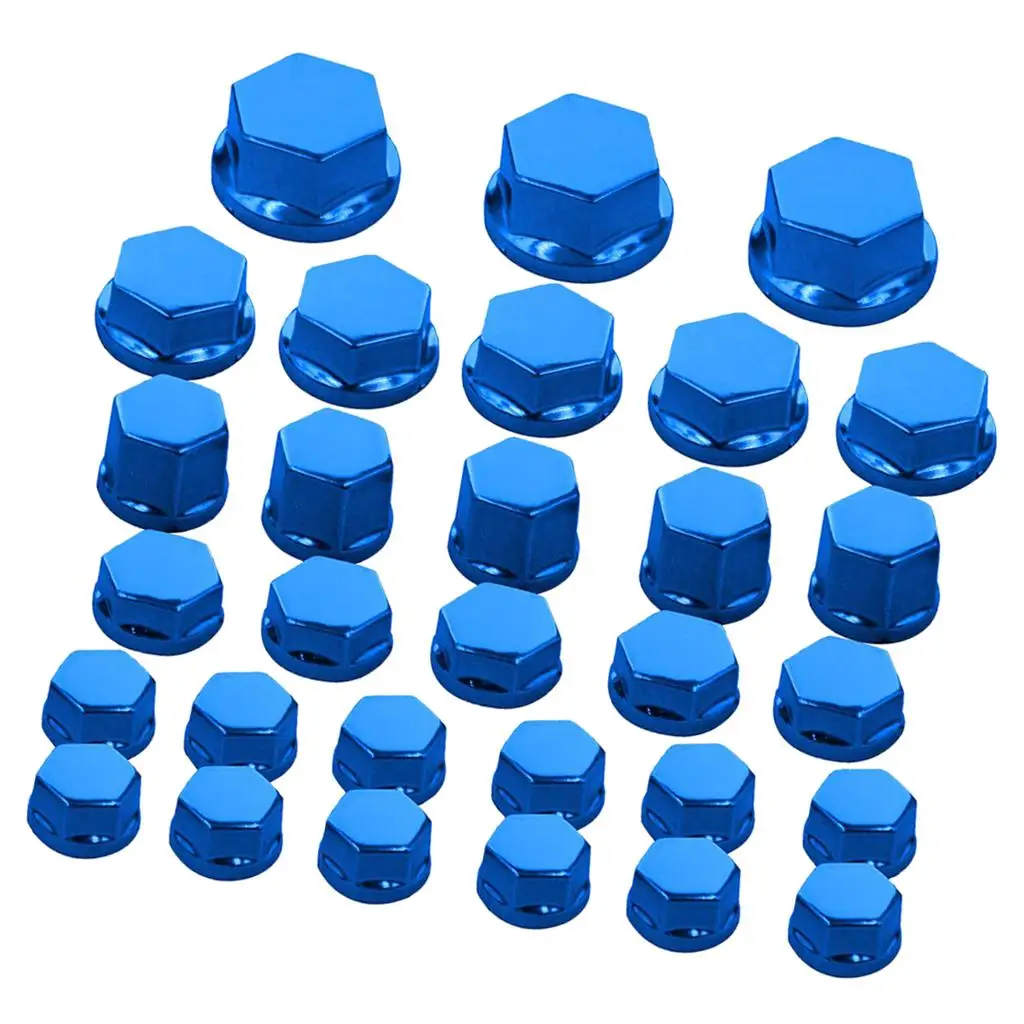Motorcycle Ornamental Screw Nut Cap Fairings Body Work Red Black Blue Set for Universal Modification Use