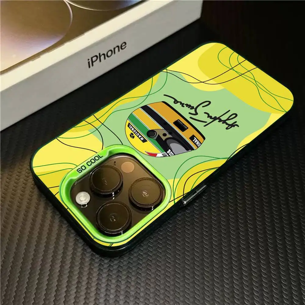 1 قطعة A-Ayrton S-Senna F1 سباق آيفون 13 14 15 16 17 برو ماكس 11 12 زائد 17 الهواء جراب هاتف اللون ماتي غطاء