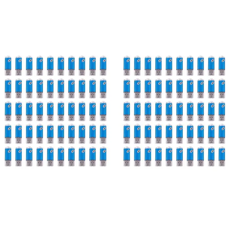 X64A-100 Pcs USB Memory 2.0 Memory Stick Flash Drive 128MB Gift Blue