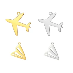 EUEAVAN 5pcs Airplane Charms Stainless Steel Paper Plane Pendant Aircraft  DIY Necklace Bracelet Earring Jewelry Making Supplies