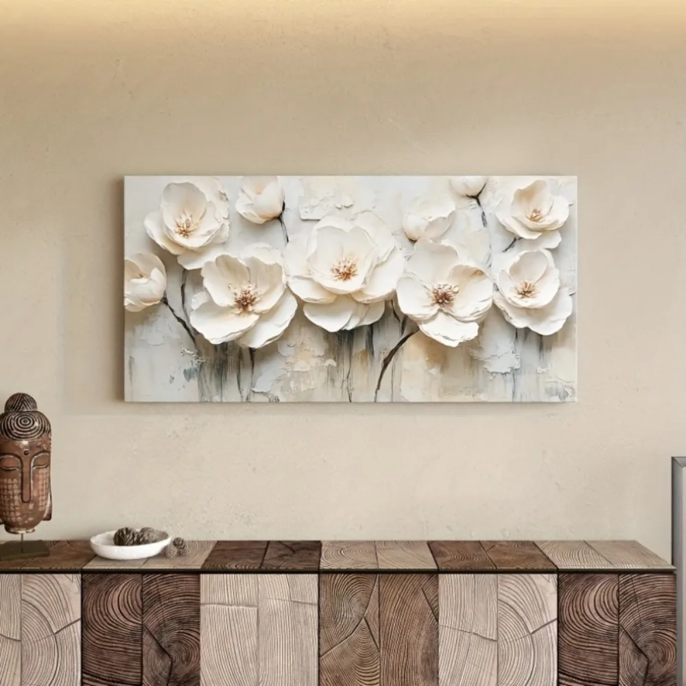 

Elegant floral canvas prints,wall trim,suitable for upholstery, serene trim, fine room trim,1.5 inch thick pine solid wood frame