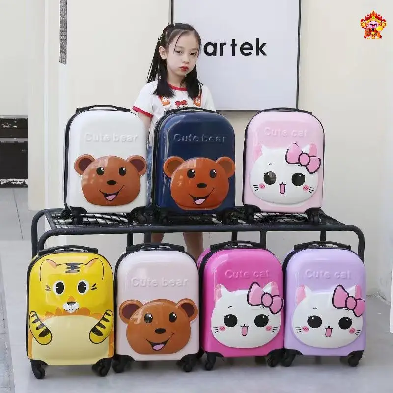 

Children's 20 Inch Suitcase with Pull Rod Bag Travel Bag for Boys And Girls Plane Trip Polyester Material Animal Pattern