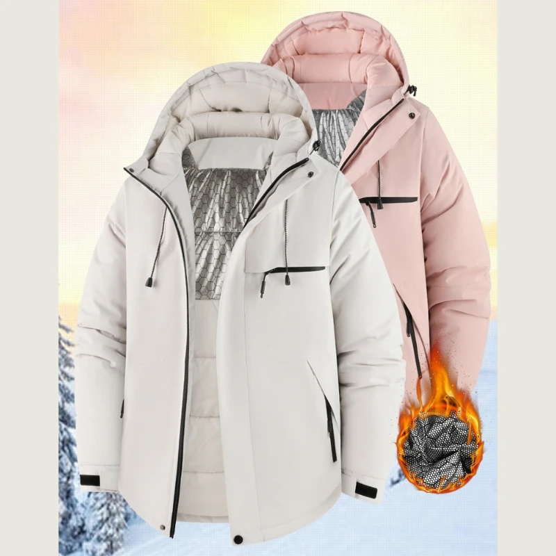 

Outdoor Hiking Camping Trend Padded Jacket Men Versatile Solid High-quality Breathable Neutral Thick Warm Cotton Parkas Clothing