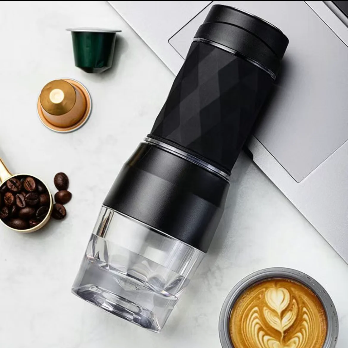 Portable Coffee Maker Espresso Machine Hand Press Capsule Ground 3 In1 Coffee Brewer Portable for Travel and Picnic