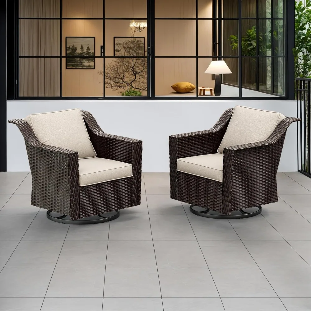 

Patio Chairs Set of 2, with 4" Premium Cushions, 360 Degree Swivel Rocker and Glider Chairs Outdoors, for Garden Backyard Porch
