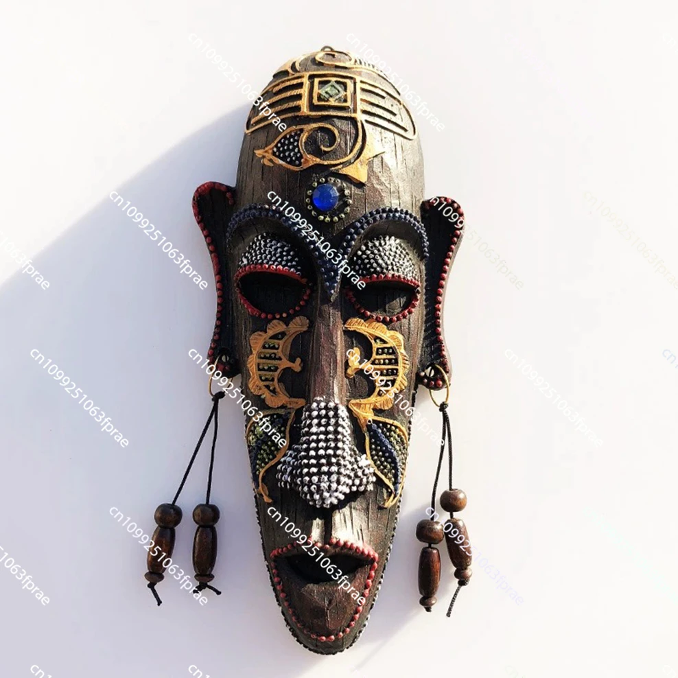 

1pc, African style hanging decorations, South Africa mask pendant, Handmade painted resin craft, Restaurant bar wall decoration