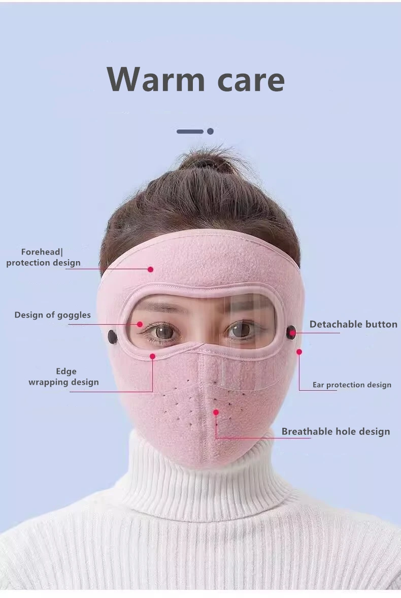 Autumn Winter Warm Mask Polar Fleece With Removable Riding Windproof High-definition Goggles Visor Protection Durable