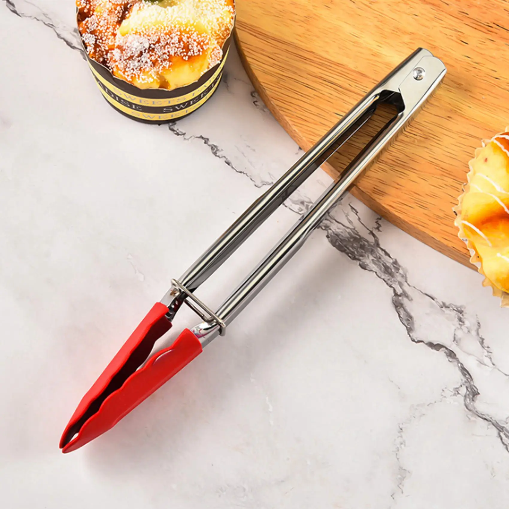 실리콘 팁이 있는 질적 소형 집게 7인치 주방 집게 - 3개 세트 - 음식 제공, 요리, 샐러드, 굽기에 적합