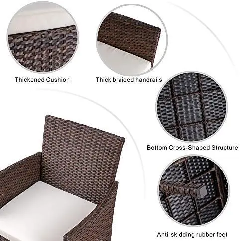 4 Pieces Outdoor Patio Furniture Sets Rattan Chair Wicker Set,Outdoor Indoor Use Backyard Porch Garden Poolside Balcony