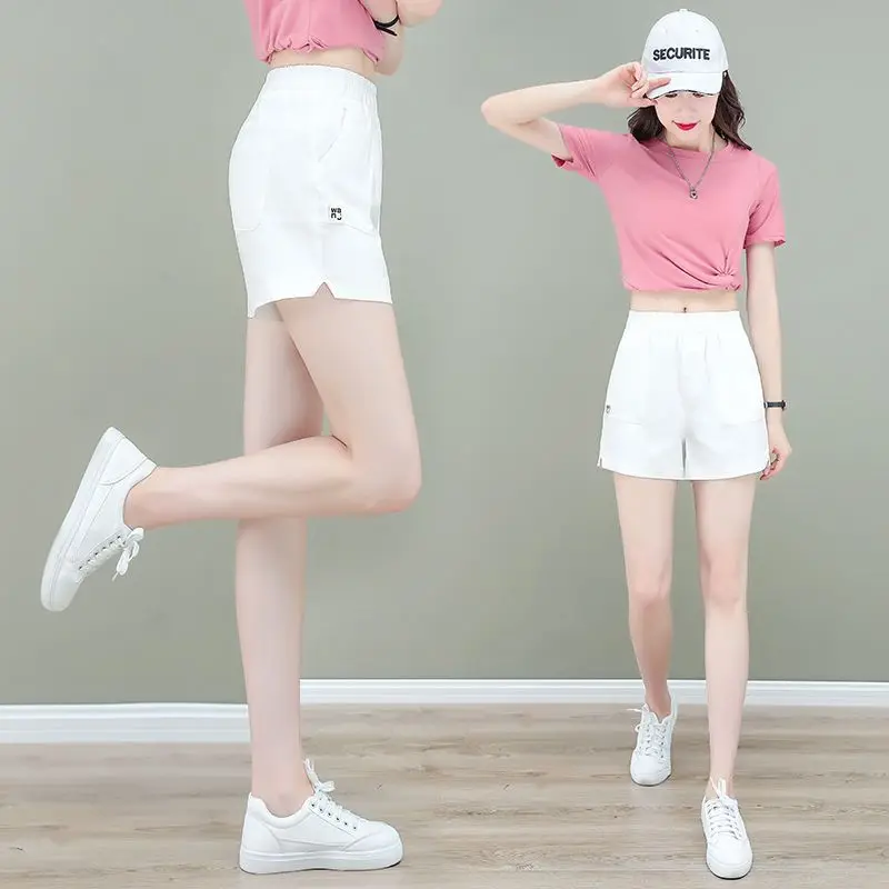 Summer New Casual Elastic Shorts Women's High Waist Thin Loose A Word Wide Legs Thin Sports Wear Shorts (Women's Clothing