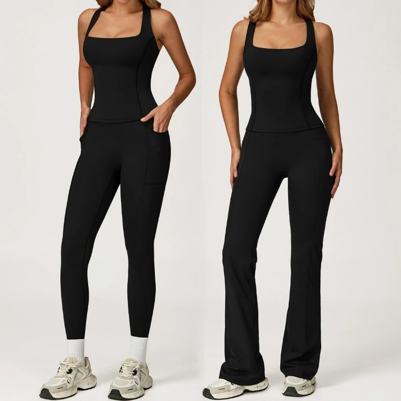 

Women's Nude Yoga Set I-shaped Beautiful Back Slimming Exercise Set Outdoor Sports Running and Leisure Fitness Suit
