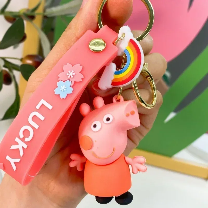 LLavero de dibujos animados de Peppa Pig para niños, colgante de bolso escolar, pequeño regalo de George, muñeca, regalo de cumpleaños para niños