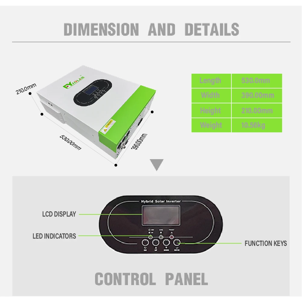 3Kw 5Kw 8Kw 10Kw Off On Grid Invertor 24V 48V Hybrid Solar Inverter Pure Sine Wave  Inverters with MPPT