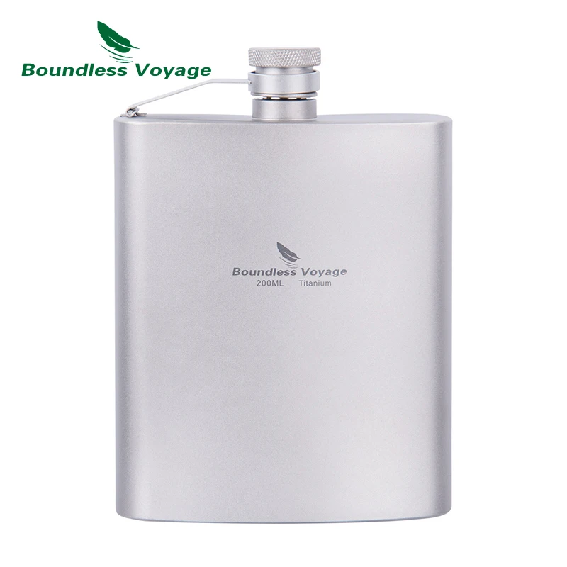 Bezgraniczna podróż Titanium Hip Flask odkryty Camping piesze wycieczki wspinaczka kieszeń alkohol whisky Flask Flagon naczynie do wina 7oz/200ml