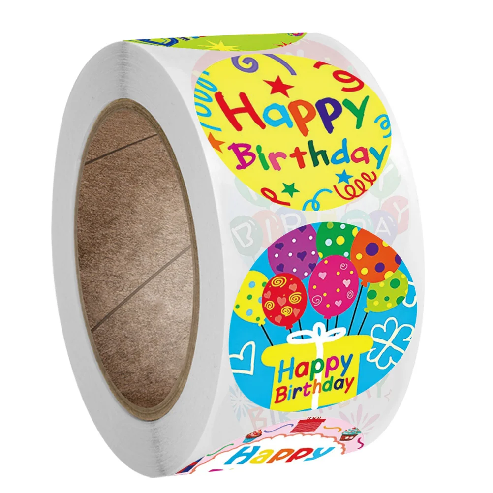 

Happy Birthday Stickers Warmth Gift Bag Sealing Copper Plate Festival Good Luck