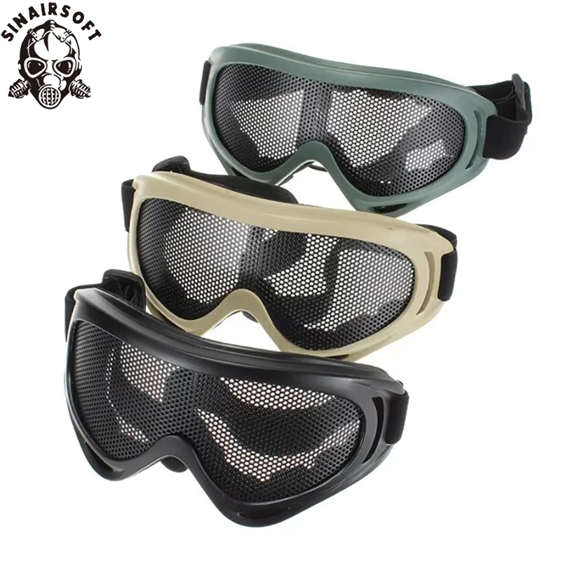 SINAIRSOFT Outdoor Tactical Eye Protection Metal Mesh Glasses Camping Hunting Airsoft Shooting Safety Goggle Eyewear