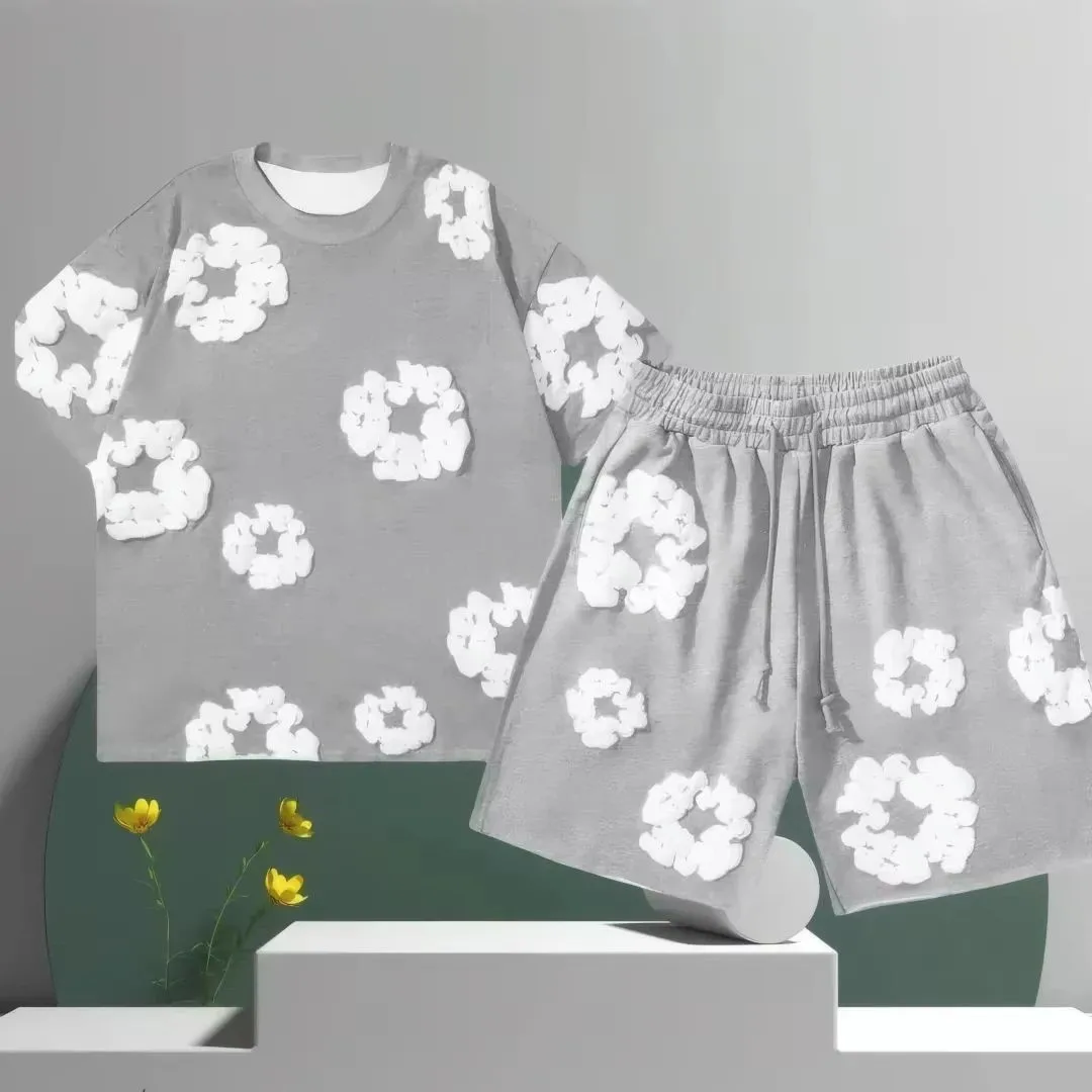 صيف 2025 جديد تنفس التجفيف السريع الجولة الرقبة تي شيرت السراويل ثلاثية الأبعاد نمط مطبوع في الهواء الطلق الترفيه الرياضة قطعتين مجموعة